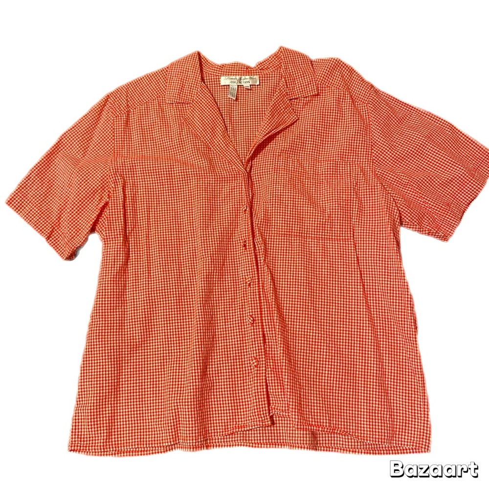 Laura & Jayne Women's Red Gingham Button Down Shirt 100% Cotton Size 16W